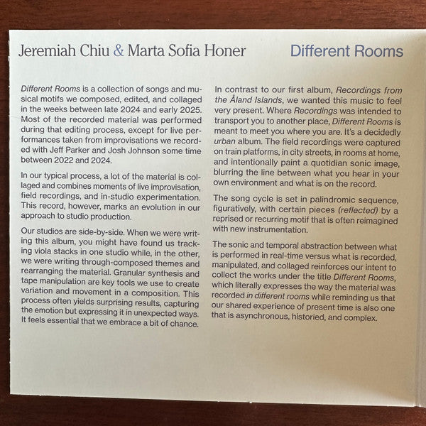 Jeremiah Chiu & Marta Sofia Honer - Different Rooms (CD)