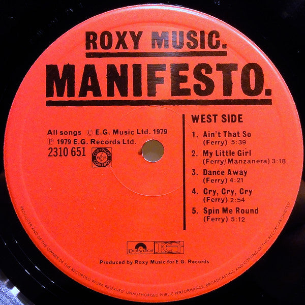Roxy Music - Manifesto (tweedehands LP) - Velvet Music
