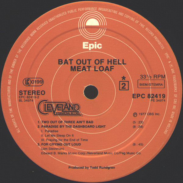 Meat Loaf - Bat Out Of Hell (tweedehands LP) - Velvet Music
