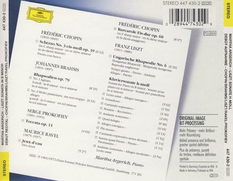 Martha Argerich, Frédéric Chopin, Johannes Brahms, Franz Liszt, Maurice Ravel, Sergei Prokofiev - Début Recital / Liszt: Sonata In B Minor = Sonate H-Moll (tweedehands CD) - Velvet Music