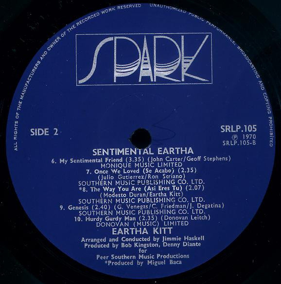 Eartha Kitt - Sentimental Eartha (33T d'occasion)