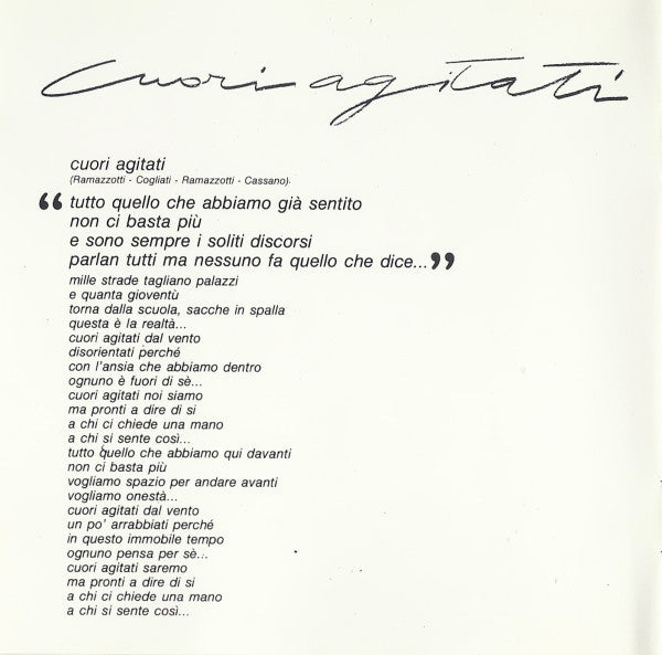 Eros Ramazzotti - Cuori Agitati (CD d'occasion)