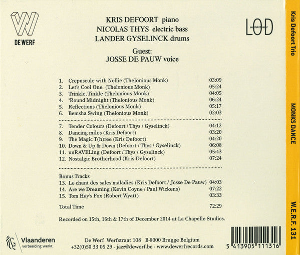 Kris Defoort Trio - Monks Dance (CD d'occasion)