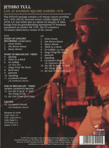 Jethro Tull - Live At Madison Square Garden 1978 (tweedehands CD) - Velvet Music