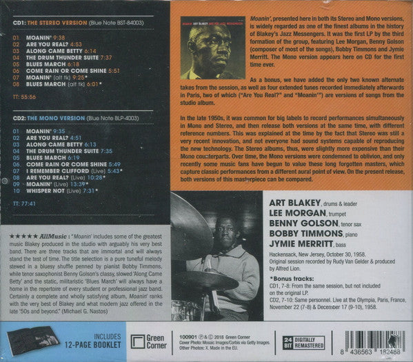 Art Blakey & The Jazz Messengers - Moanin' (CD) - Velvet Music