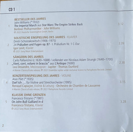 Various - Best Of Klassik 2022 (Die Grosse Gala Der Opus Klassik-Preisträger) (CD) - Velvet Music