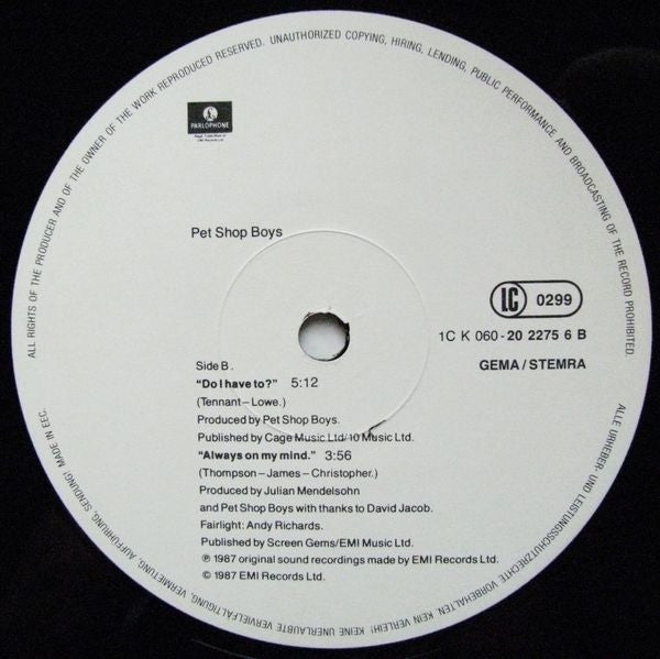 Pet Shop Boys - Always On My Mind (tweedehands LP) - Velvet Music