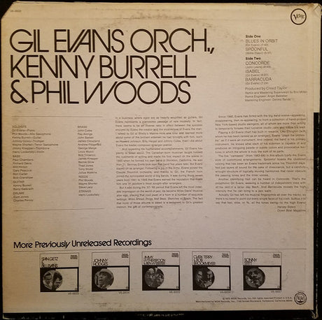 Gil Evans And His Orchestra, Kenny Burrell & Phil Woods - Previously Unreleased Recordings (tweedehands LP) - Velvet Music