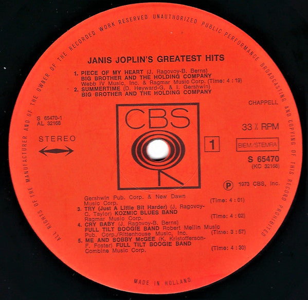 Janis Joplin - Janis Joplin's Greatest Hits (tweedehands LP) - Velvet Music