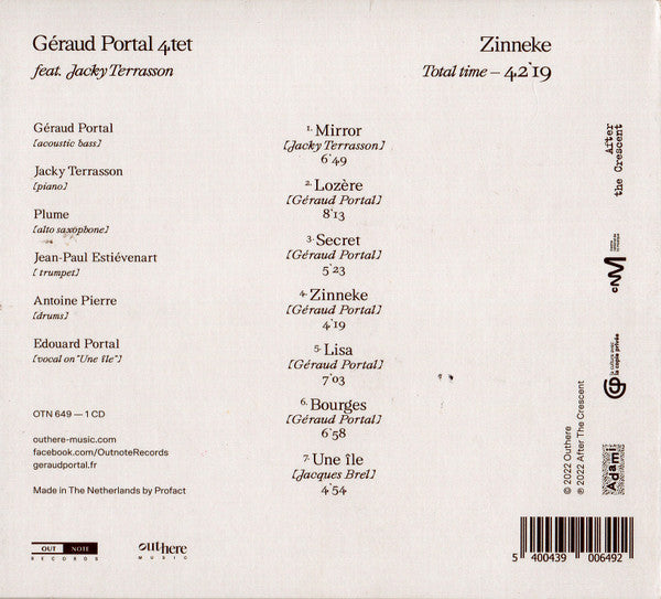 Géraud Portal 4tet feat. Jacky Terrasson - Zinneke (CD d'occasion)