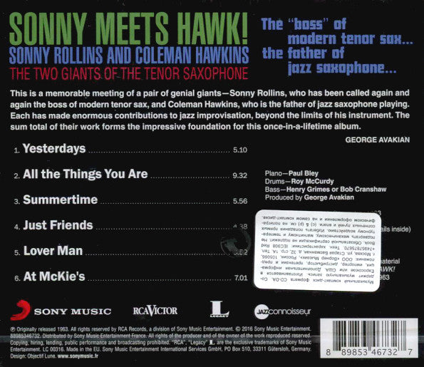 Sonny Rollins And Coleman Hawkins - Sonny Meets Hawk! (CD) - Velvet Music
