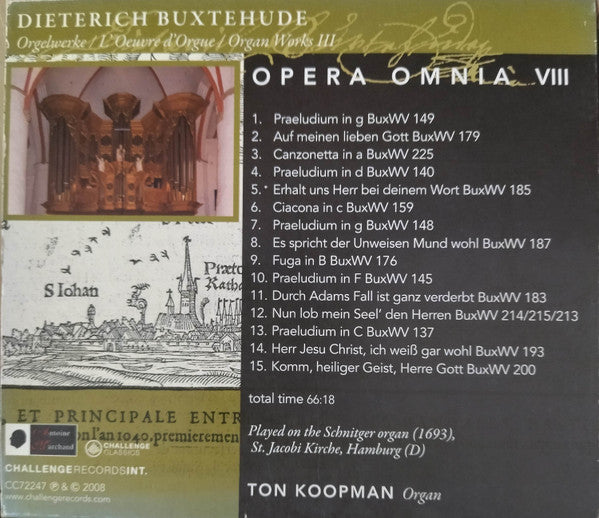 Dieterich Buxtehude, Ton Koopman - Opera Omnia Vlll - Organ Works 3 ‎ (tweedehands CD) - Velvet Music