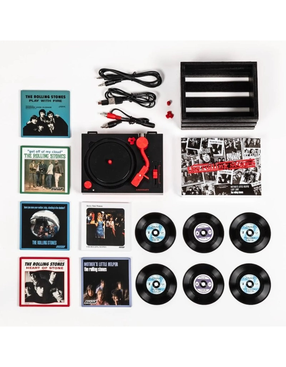 Rolling Stones - Mini Cruiser Turntable + Crate (Merchandise) - Velvet Music