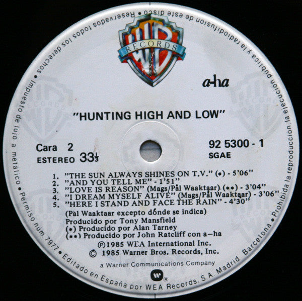 a-ha - Hunting High And Low (tweedehands LP) - Velvet Music