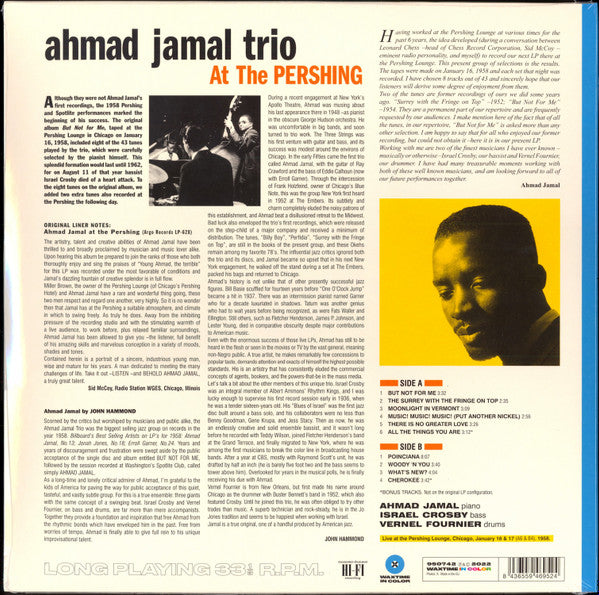 Ahmad Jamal Trio - Ahmad Jamal At The Pershing - But Not For Me (LP) - Velvet Music