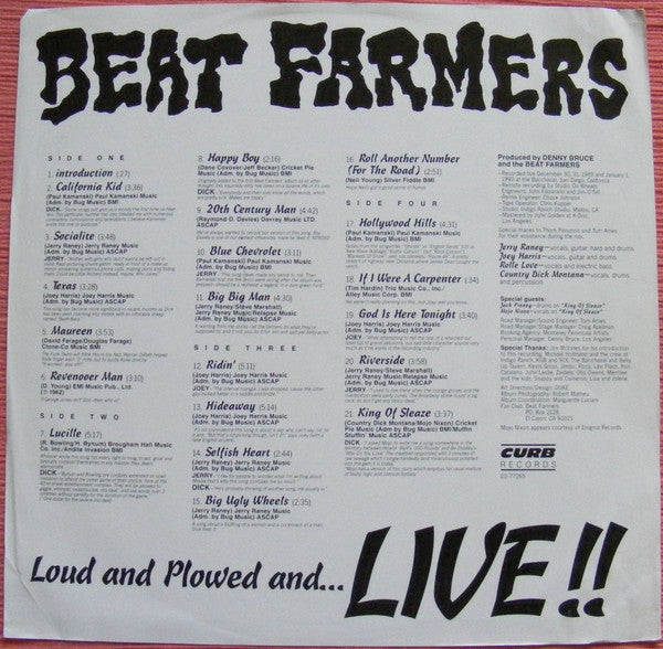 Beat Farmers, The - Loud And Plowed And...Live!! (LP) - Velvet Music