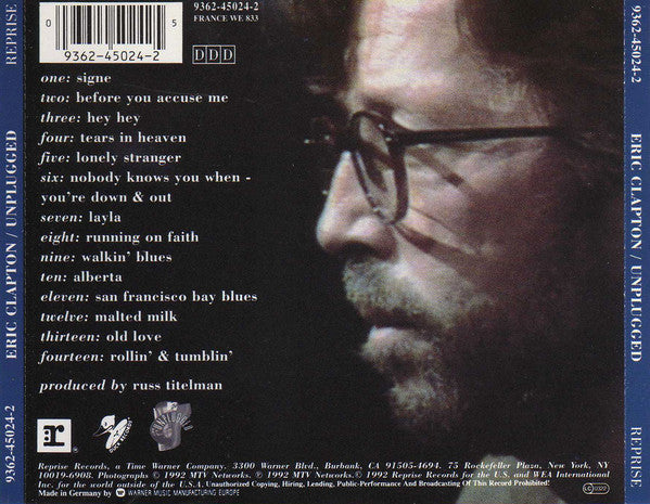 Eric Clapton - Unplugged (tweedehands CD) - Velvet Music