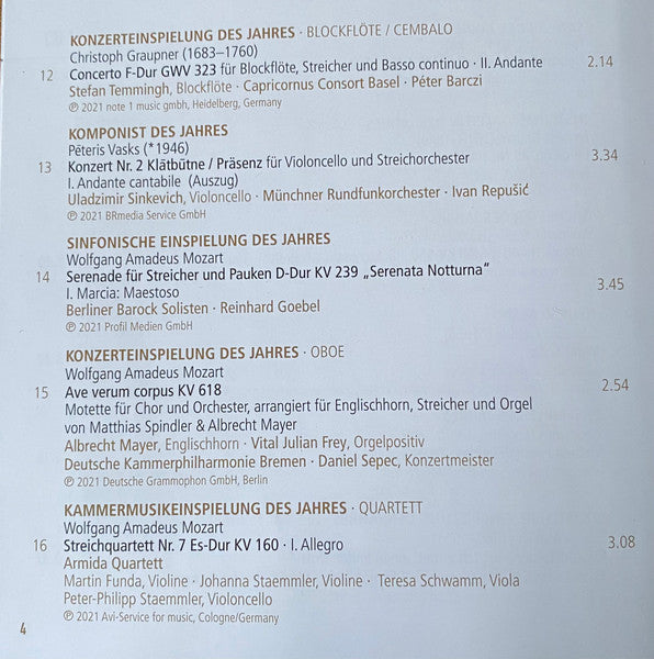 Various - Best Of Klassik 2022 (Die Grosse Gala Der Opus Klassik-Preisträger) (CD) - Velvet Music
