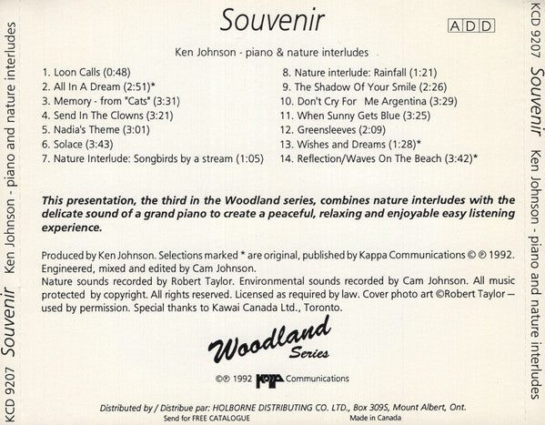 Ken Johnson - Souvenir (Piano & Nature Interludes) (CD)